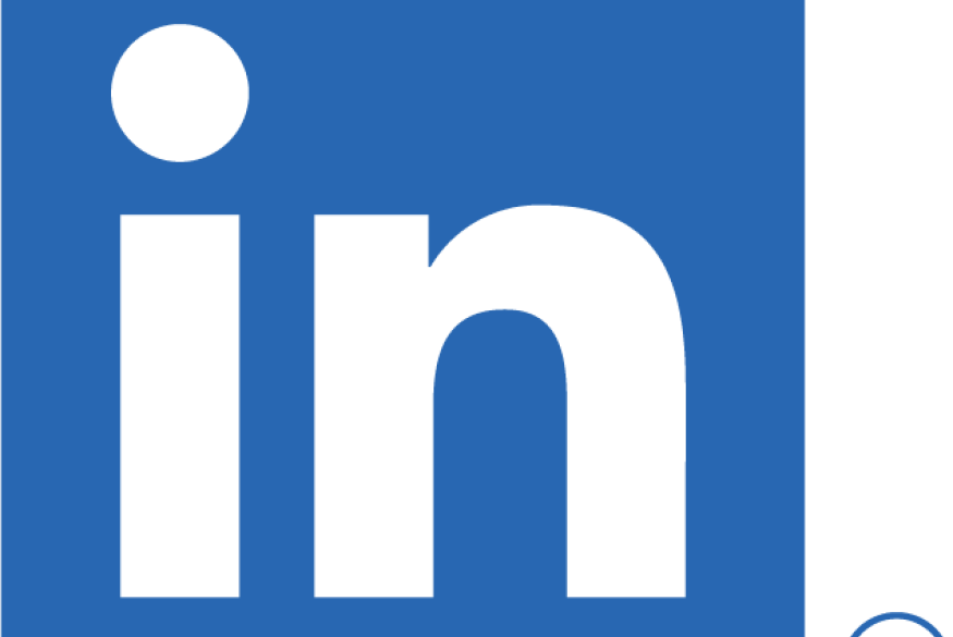 Linkedin logo, een witte 'I' en 'N' op een blauwe achtergrond