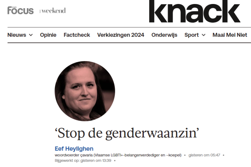 'stop de genderwaanzin', eef heylighen