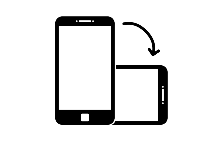 Icoontje van smartphone dat wordt gekanteld naar horizontale positie