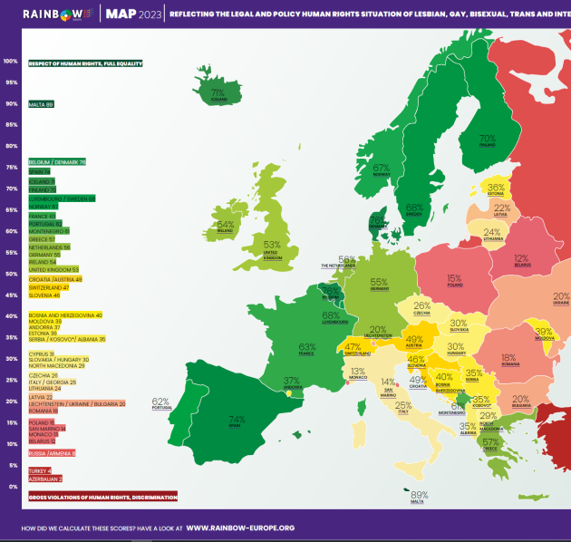 rainbow europe map met kleuren en cijfers