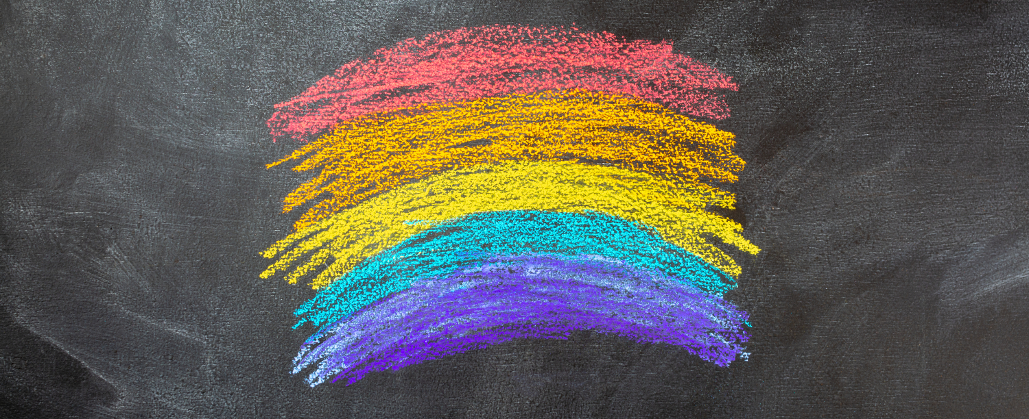 Regenboog op krijtbord Regenboog op krijtbord